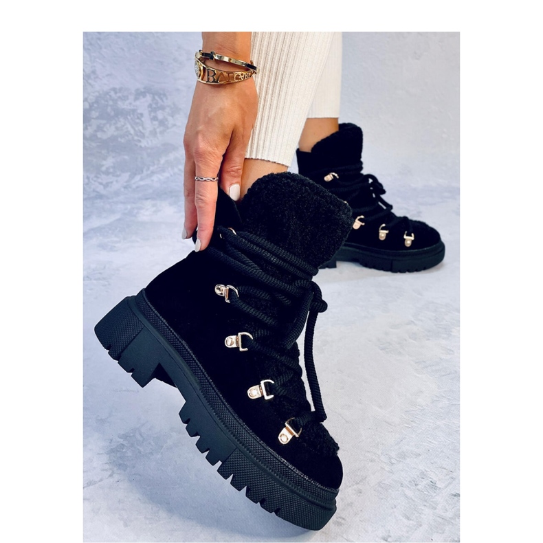 Shea crne čizme za snijeg od ovčje kože - Inello crna 2