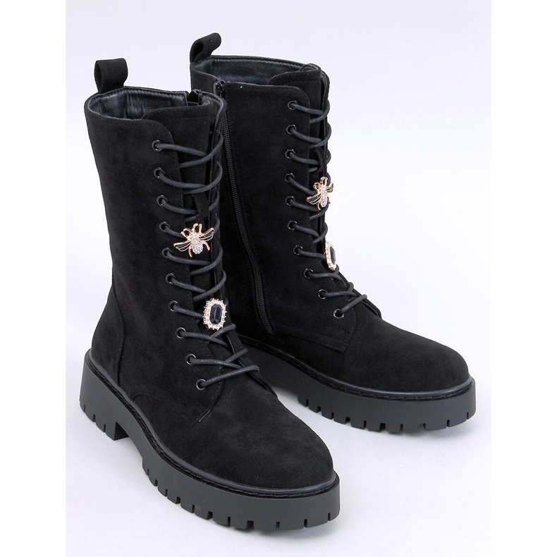 Centro Crne čizme na vezanje i leptir mašnu crna 1