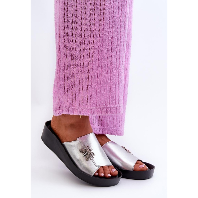 S.Barski Srebrne japanke s platformom siva 1