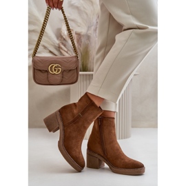 Smeđe ženske gležnjače sa stabilnom petom smeđa 1