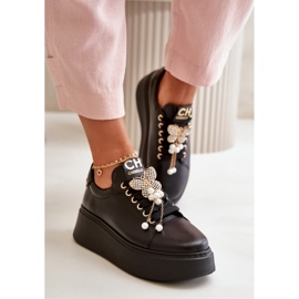 CheBello Sportske cipele s platformom i ukrasom, crne crno 1