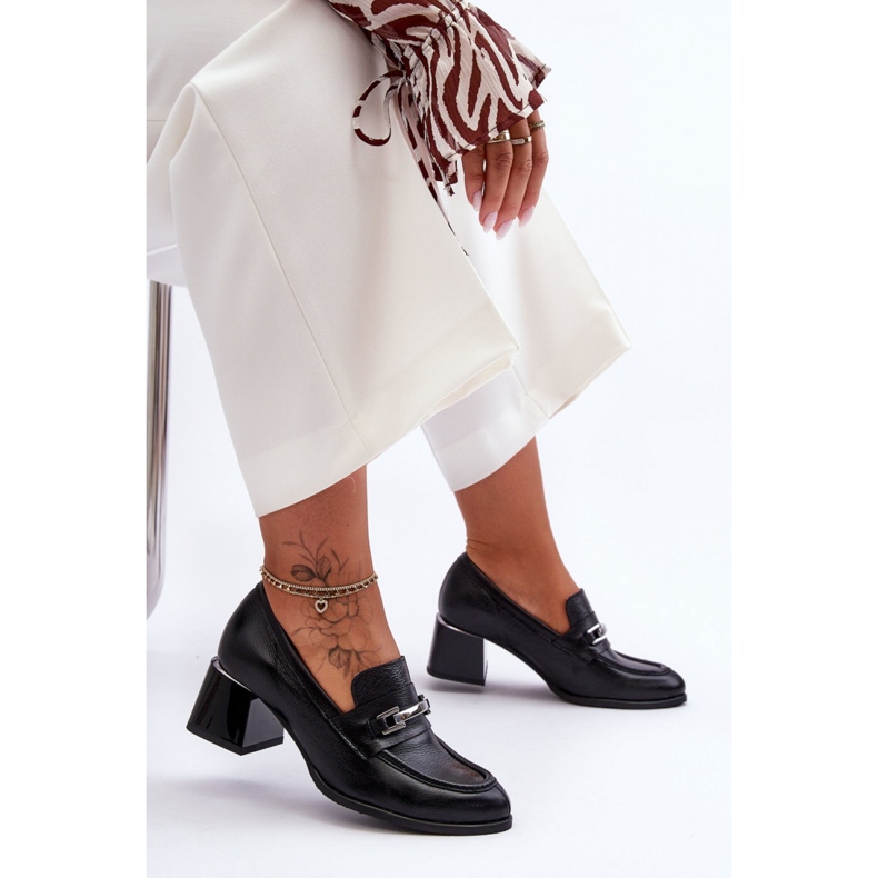 Crne ženske salonke na visoku petu s ukrasima crna 1