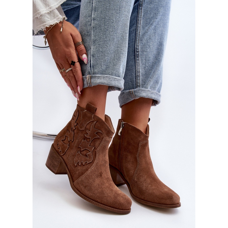 Zazoo Brown ženske gležnjače na nisku petu smeđa 2