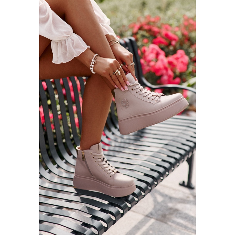 Vinceza Bež ženske tenisice s platformom 1