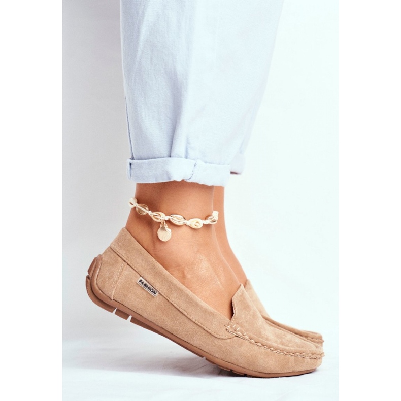 Ženske mokasine od brušene kože u bež boji 2