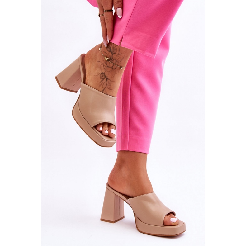 Bež ženske japanke na visoku petu 1