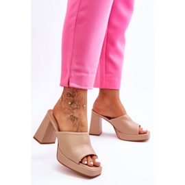 Bež ženske japanke na visoku petu 2