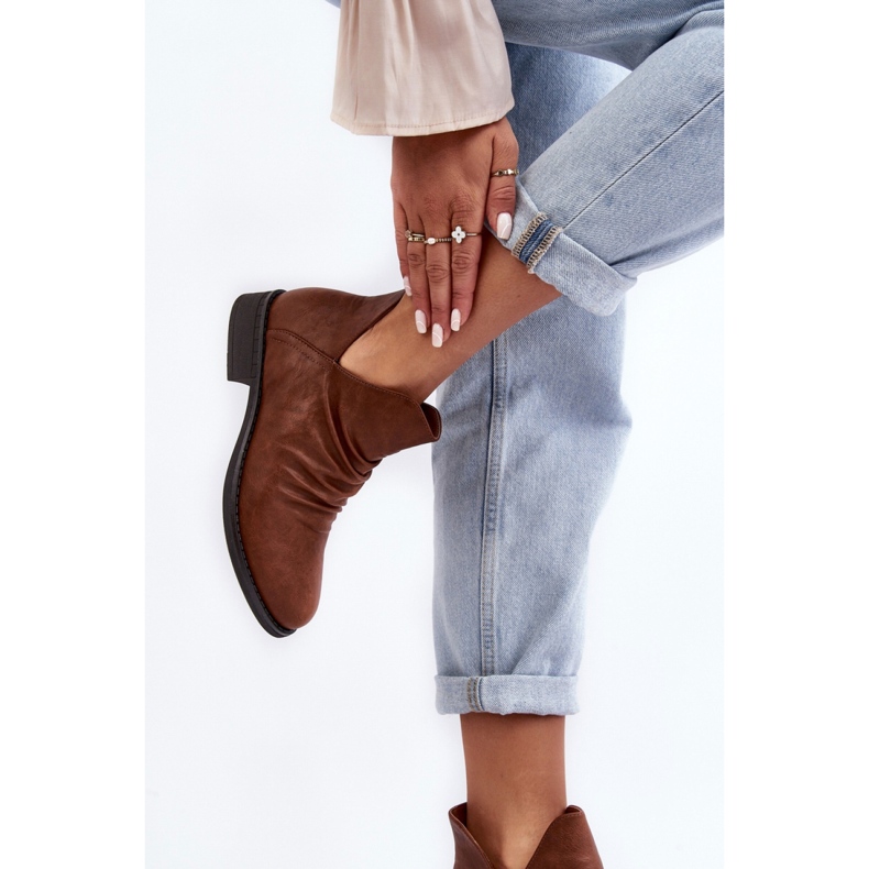 Smeđe ženske gležnjače s volanima smeđa 2