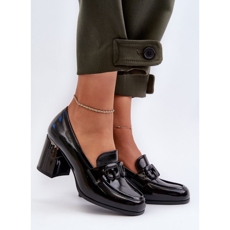 S.Barski Ženske cipele na visoku petu, lakirane crne boje crna 1