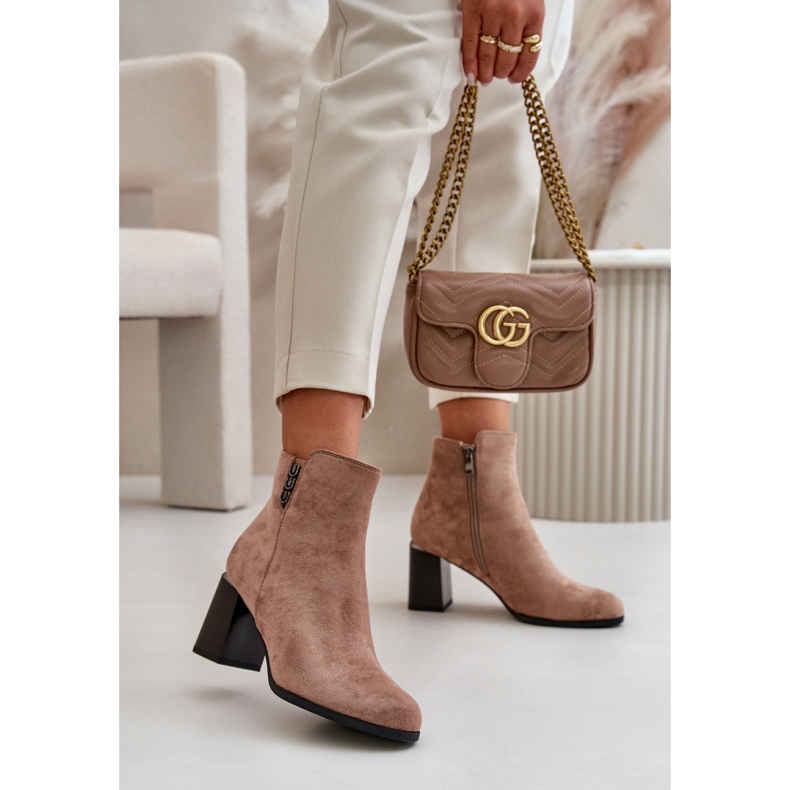 Smeđe ženske gležnjače bež 1