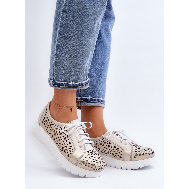 Zazoo zlatne ženske kožne cipele zlatna 1