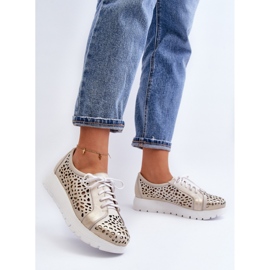 Zazoo zlatne ženske kožne cipele zlatni 2