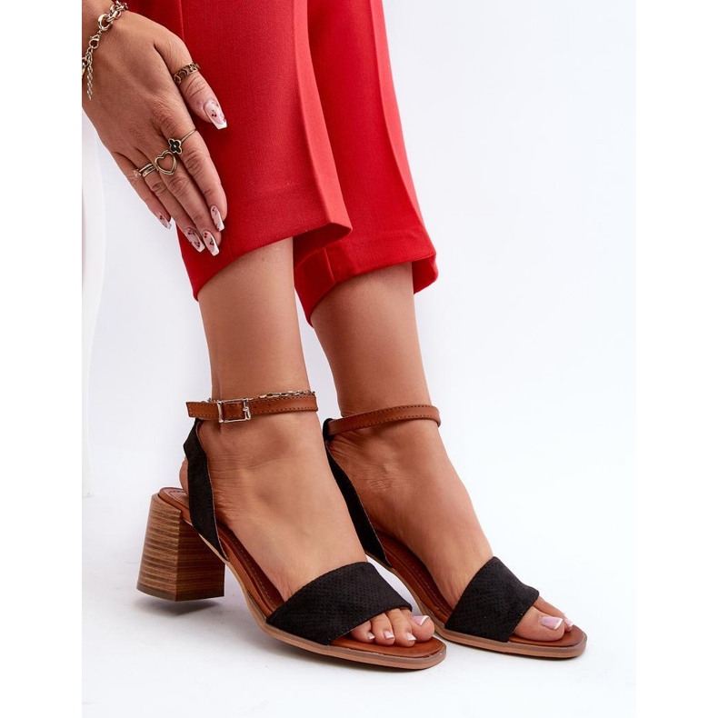 Ženske sandale na visoku petu Crne crno 2