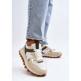 Ženske sportske cipele na bež/zelenu platformu 2