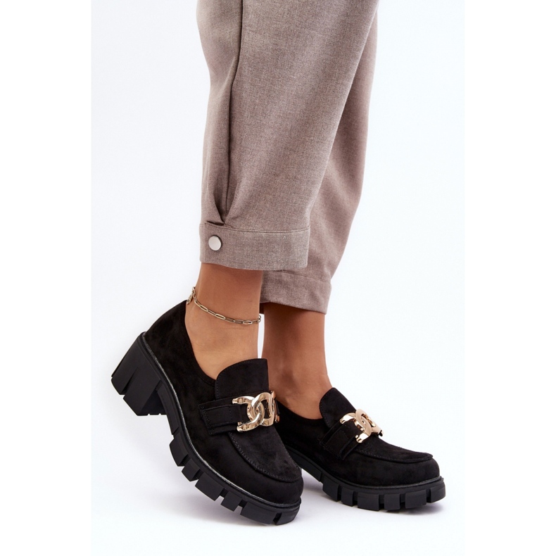 Ženske cipele na visoku petu s crnim ukrasom crna 1