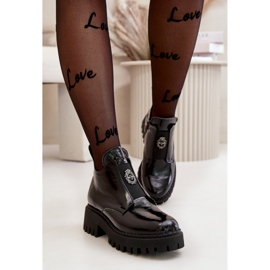 Ženske kožne gležnjače sa Zazoo Black ukrasom crna 1