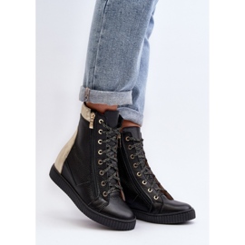 Zazoo Crne ženske tenisice na wedge crna 1