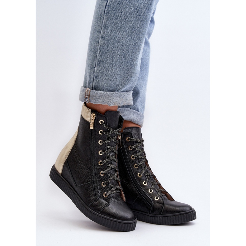 Zazoo Crne ženske tenisice na wedge crna 1