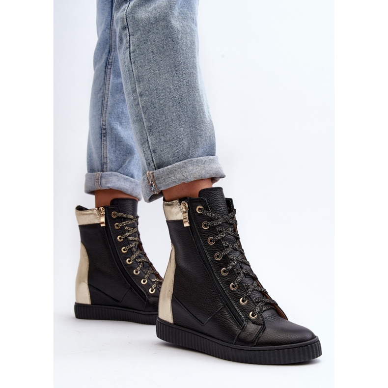 Zazoo Crne ženske tenisice na wedge crno 2