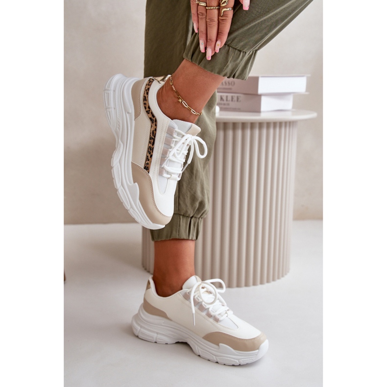 Bež/Leopard sportske cipele s masivnim potplatom 1