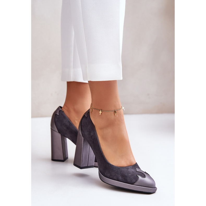 Laura Messi Sive cipele na visoku petu siva 1