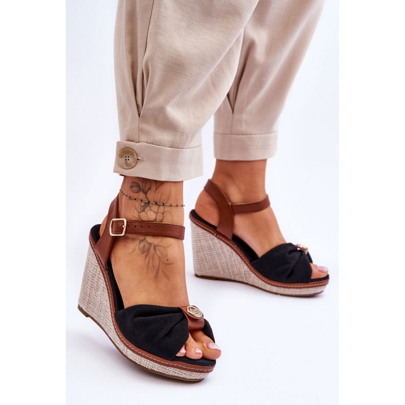 Ženske crne sandale na klin crna 1