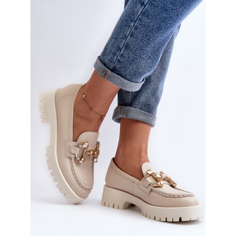 Elegantne ženske mokasine Chebello Beige bež 2