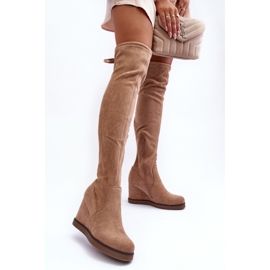 Step in style Čizme iznad koljena Model Mephal NS362P Beige Suede - Korak sa stilom bež 1