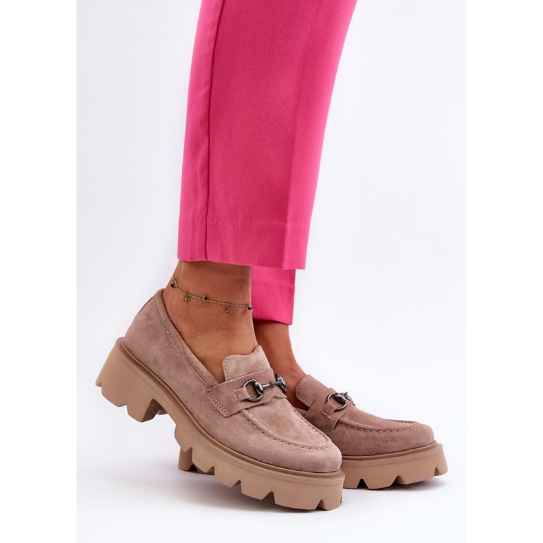Moderne masivne ženske mokasine bež boje 1