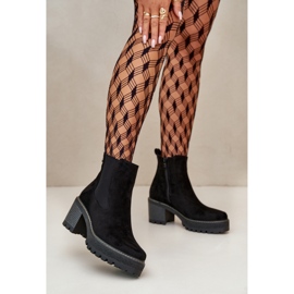 Ženske čizme od brušene kože s debelim donjim dijelom, crne crna 1