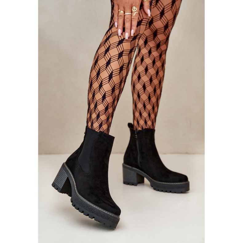 Ženske čizme od brušene kože s debelim donjim dijelom, crne crna 1