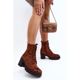 Ženske gležnjače od eko brušene kože smeđa 2