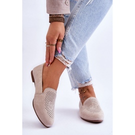 Ženske mokasine od brušene kože u bež boji 1