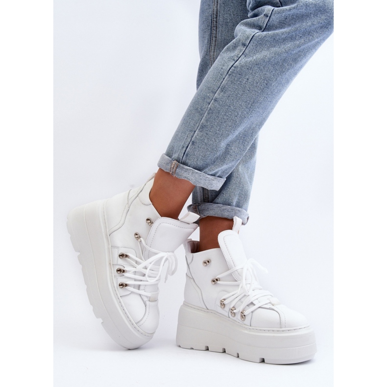 Zazoo bijele sportske cipele s masivnim donjim dijelom bijela 2