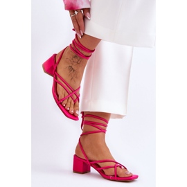 Unikatne ružičaste sandale na vezanje ružičasta 1