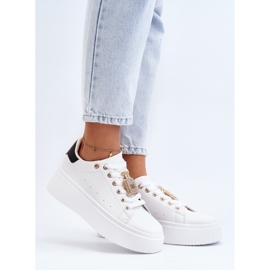 Ženske sportske cipele sa zlatnim ukrasom LA279P, bijele bijela 1