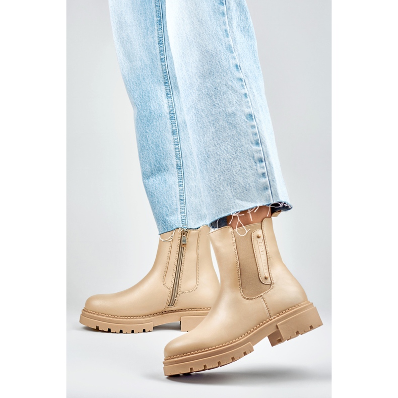 Ženske Chelsea čizme 250004TA-PU bež 2