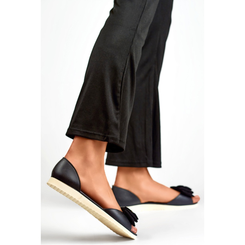 Ženske balerinke s mašnom BG162B, crne crna 1