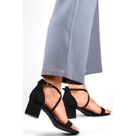 Ženske sandale na blok 6895B, crne crno 1