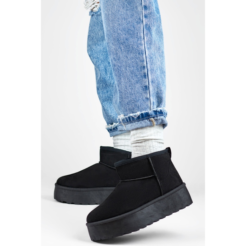 Ženske čizme za snijeg s krznenom postavom 2818B, crne crno 1