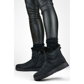 Ženske čizme za snijeg s krznenom postavom W76B, crne crno 1