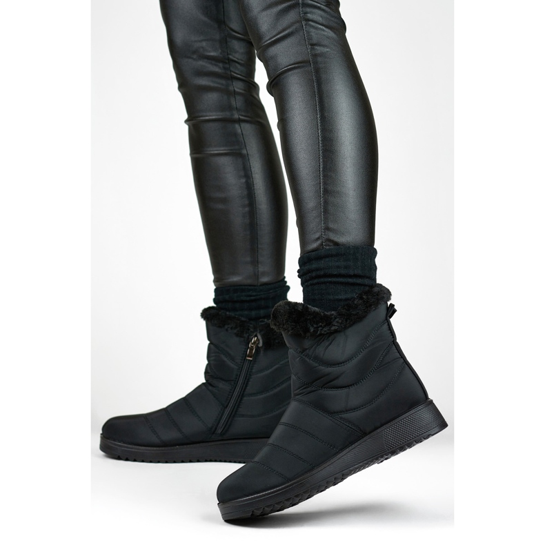 Ženske čizme za snijeg s krznenom postavom W76B, crne crna 1