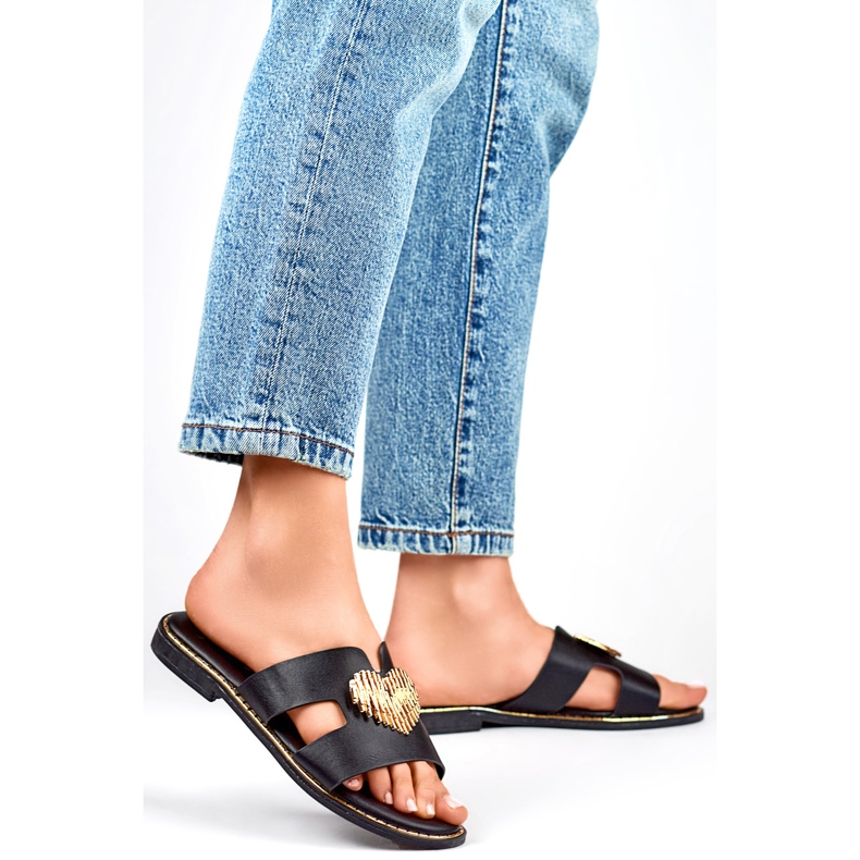 Ženske japanke sa srcem KK-731B, crne crna 1