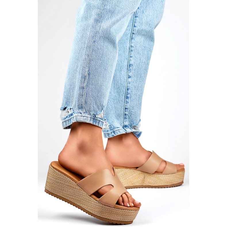 Ženske japanke na wedge YD8H-19KH bež 1