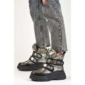 Čizme za snijeg pričvršćene čičak trakom 22-PY16062SI siva 1