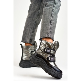 Čizme za snijeg pričvršćene čičak trakom 22-PY16062SI siva 2