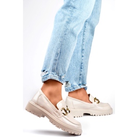 Ženske mokasine sa zlatnim ukrasom OH31-2LT/BE bež 1