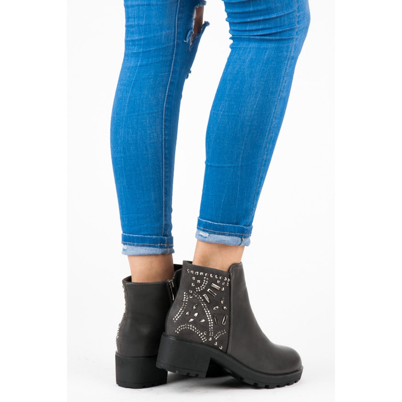 Vices Čizme s kristalima siva 2