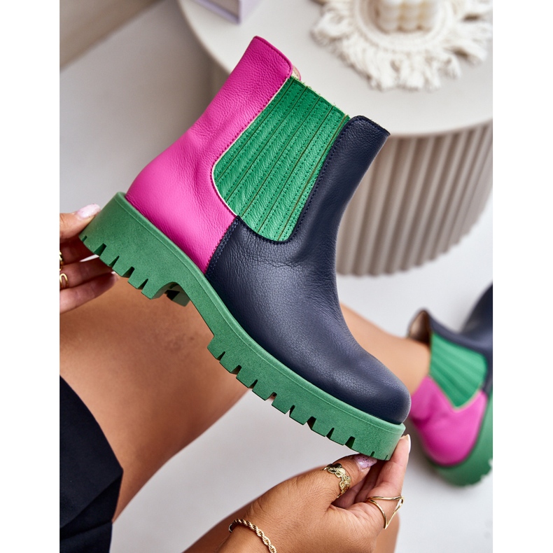 Lewski Shoes Ženske kožne ravne čizme Lewski 3611 višebojne plava 2