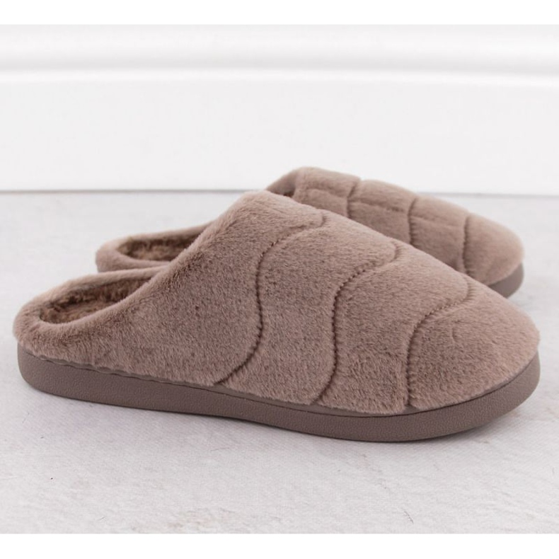 Domaće krznene papuče Unisoft W 6622 EVE466A smeđa, bež/krem 2